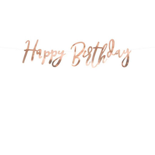 Picture of BANNER HAPPY BIRTHDAY ROSE GOLD 16.5X62CM